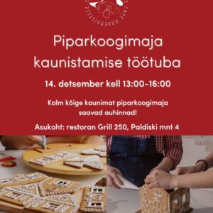 pirakoogimaja töötuba, cafe mademoiselle, people making a gingerbread house, christmas